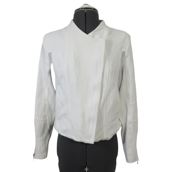 BlankNYC white collarless crop Motor City moto jacket - Picture 1 of 12